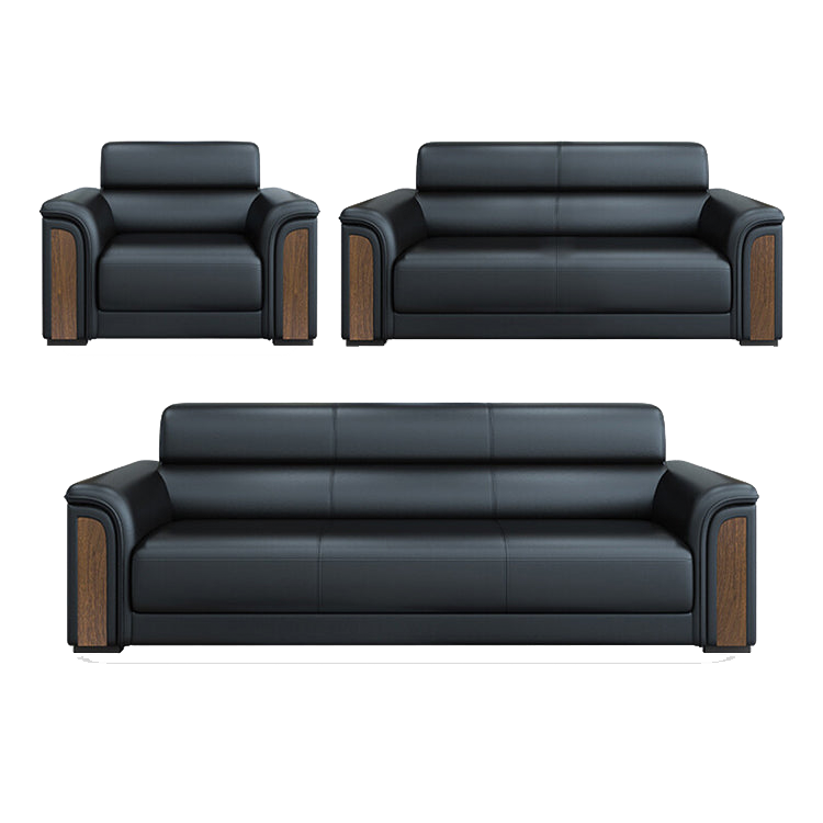 Office sofa, simple and modern business reception guest leather sofa and coffee table, black