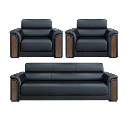 Office sofa, simple and modern business reception guest leather sofa and coffee table, black