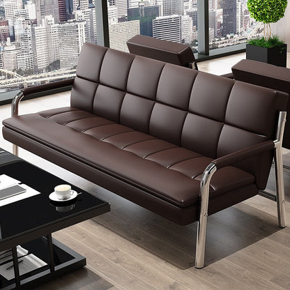 Business simple office genuine leather sofa in black and brown