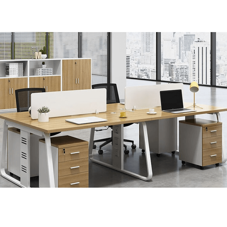 Office staff desk and chair combination with screen partition for employee desk and computer desk