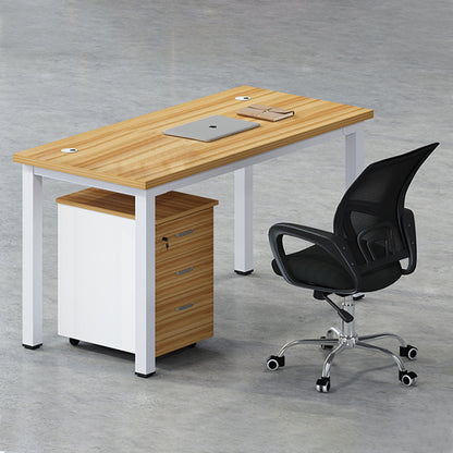 Multiple person office desk and chair set, modern employee workstation with screen partition