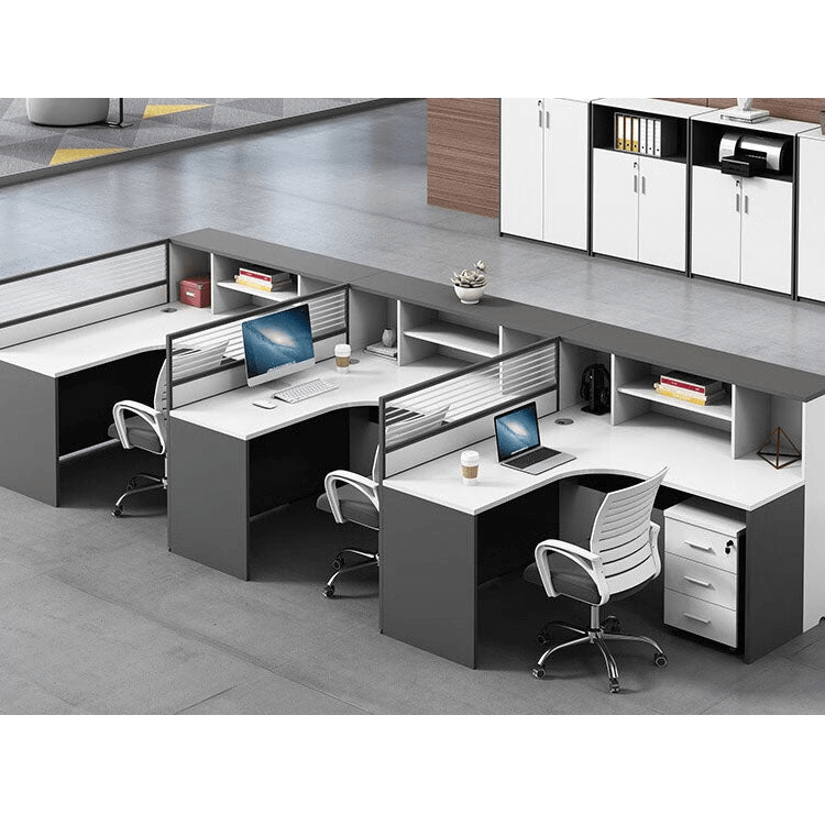 Creative multicombination office desk for employees with chairs and cabinets