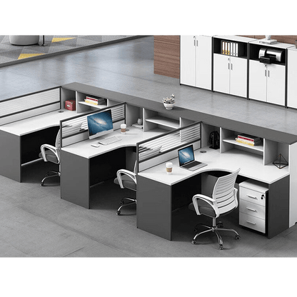 Creative multicombination office desk for employees with chairs and cabinets