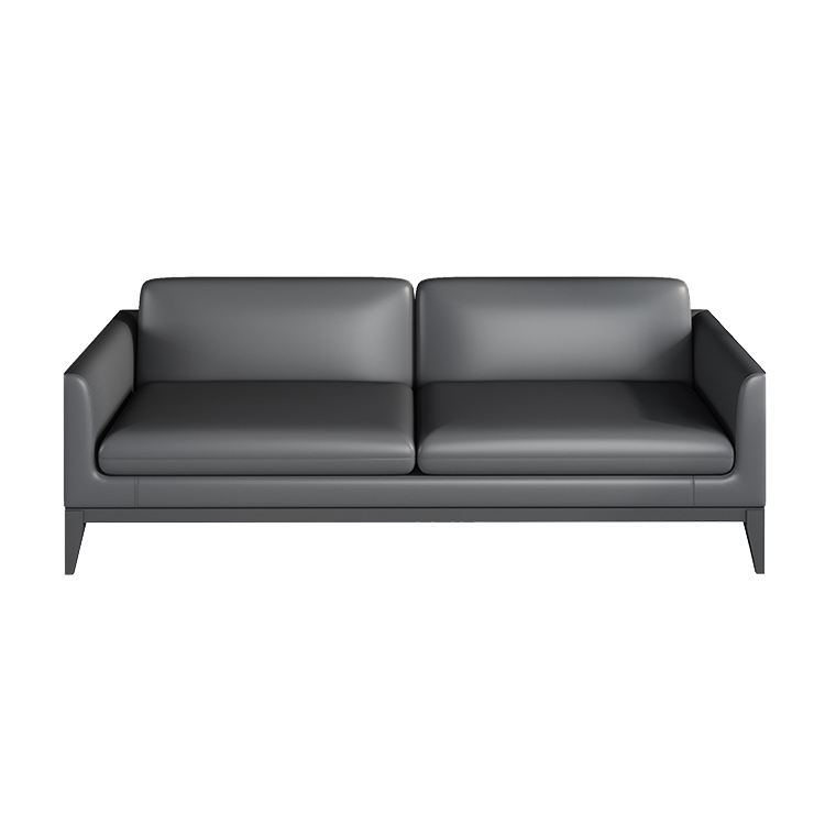 Business reception and meeting sofa, office genuine leather sofa, black