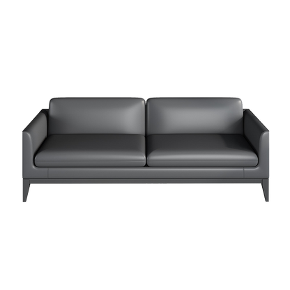 Business reception and meeting sofa, office genuine leather sofa, black