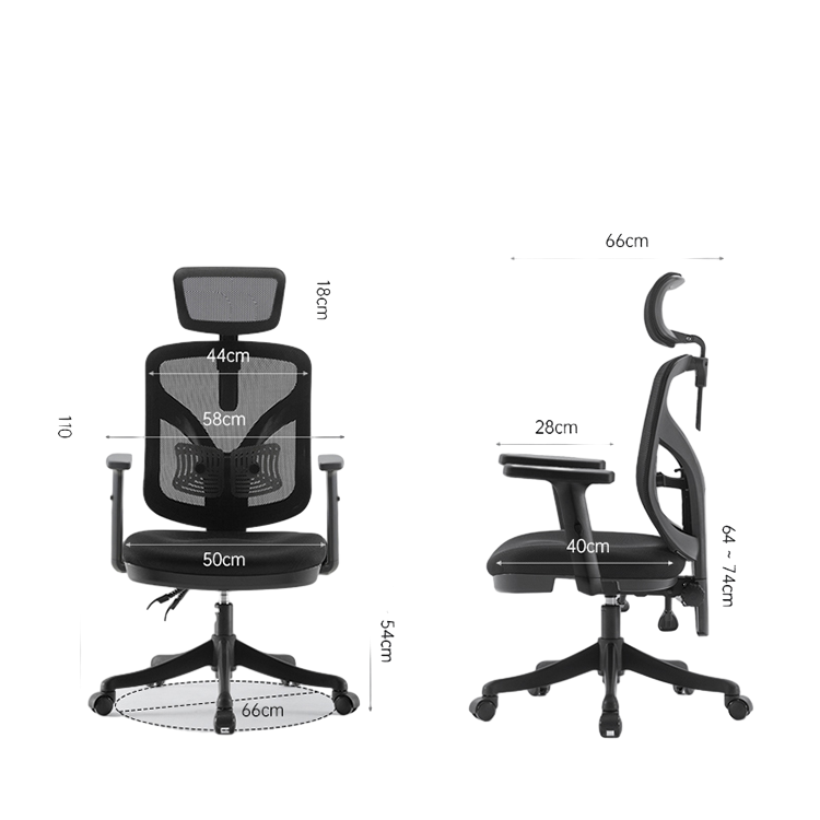 Black Office Chair with Comfortable Backrest