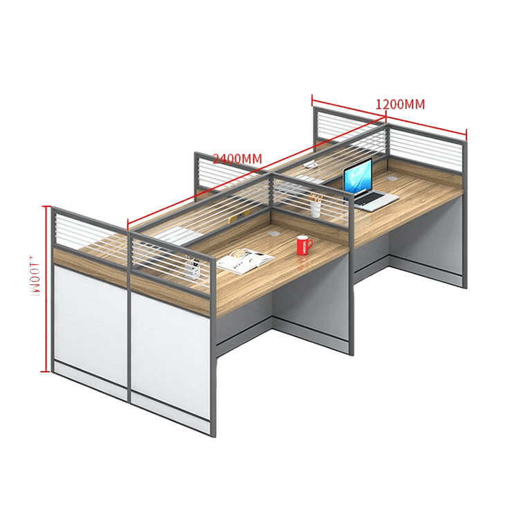 Creative curved employee desk, screen workstation, office desk and chair set