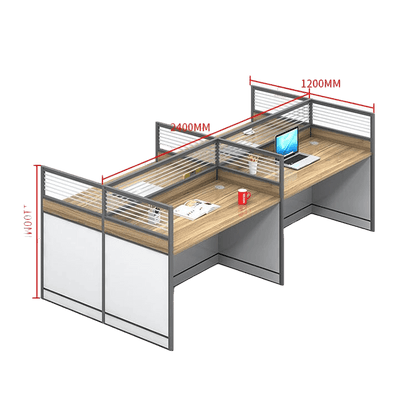 Creative curved employee desk, screen workstation, office desk and chair set