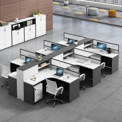 Creative multicombination office desk for employees with chairs and cabinets