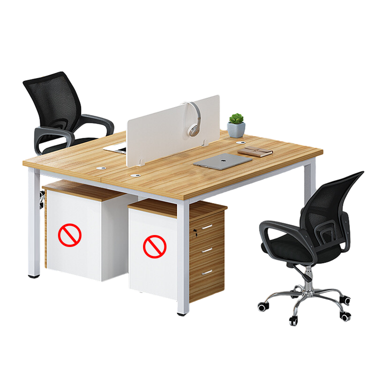 Multiple person office desk and chair set, modern employee workstation with screen partition