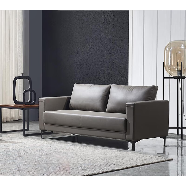 Simplified modern sofa, business office sofa, casual sofa with deep seating, black, leather