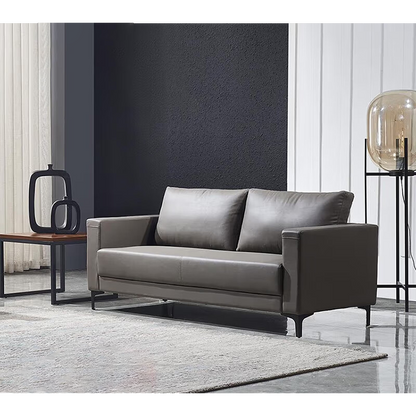 Simplified modern sofa, business office sofa, casual sofa with deep seating, black, leather