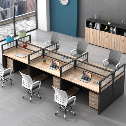 L shaped office desk computer desk, simple employee workstation staff desk