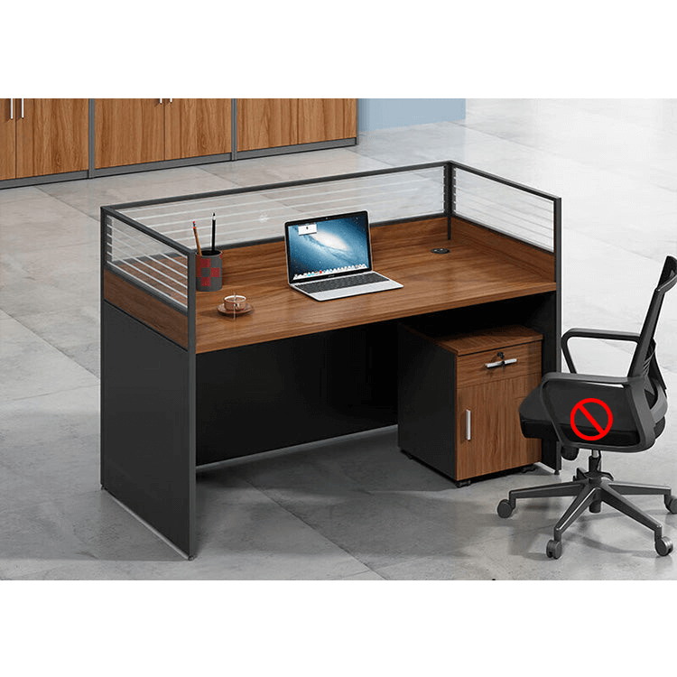 Office furniture staff desk and chair combination with screen workstation including cabinet