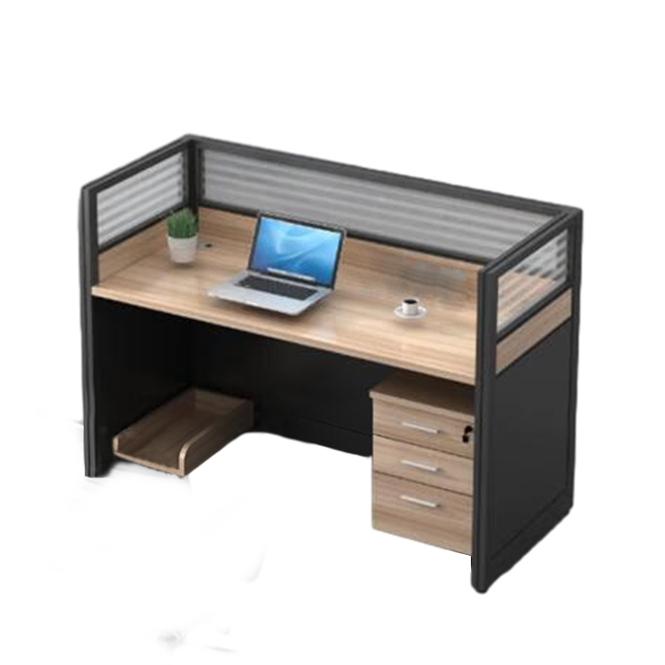 L shaped office desk computer desk, simple employee workstation staff desk