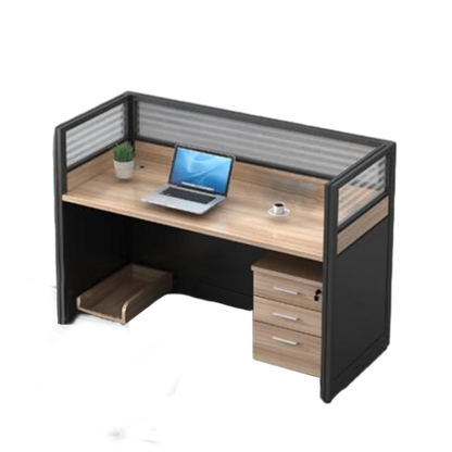 L shaped office desk computer desk, simple employee workstation staff desk