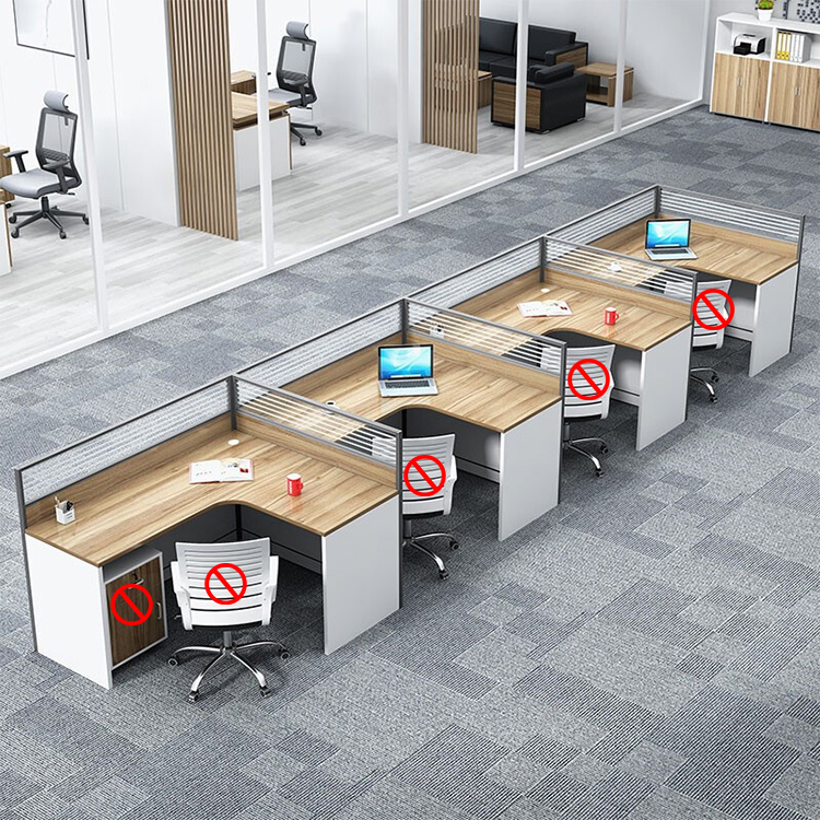 Creative curved employee desk, screen workstation, office desk and chair set