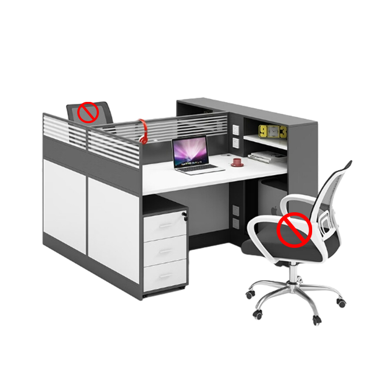 Staff office computer desk with card slot, office desk and chair combination