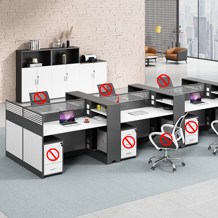 Staff office computer desk with card slot, office desk and chair combination