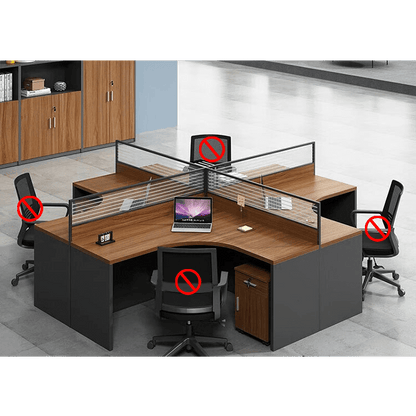 Office furniture staff desk and chair combination with screen workstation including cabinet