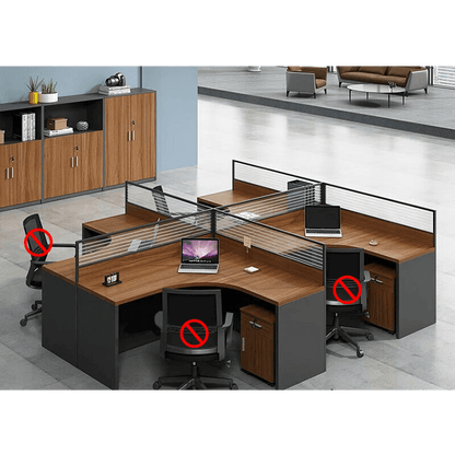 Office furniture staff desk and chair combination with screen workstation including cabinet