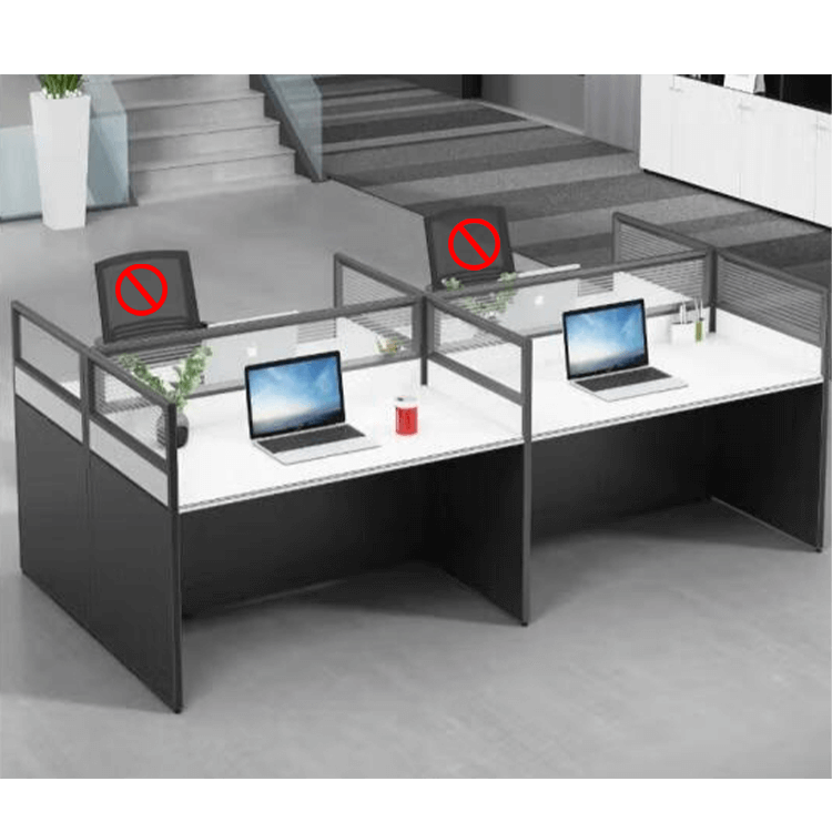 Curved surface office desk employee desk computer desk and chair combination