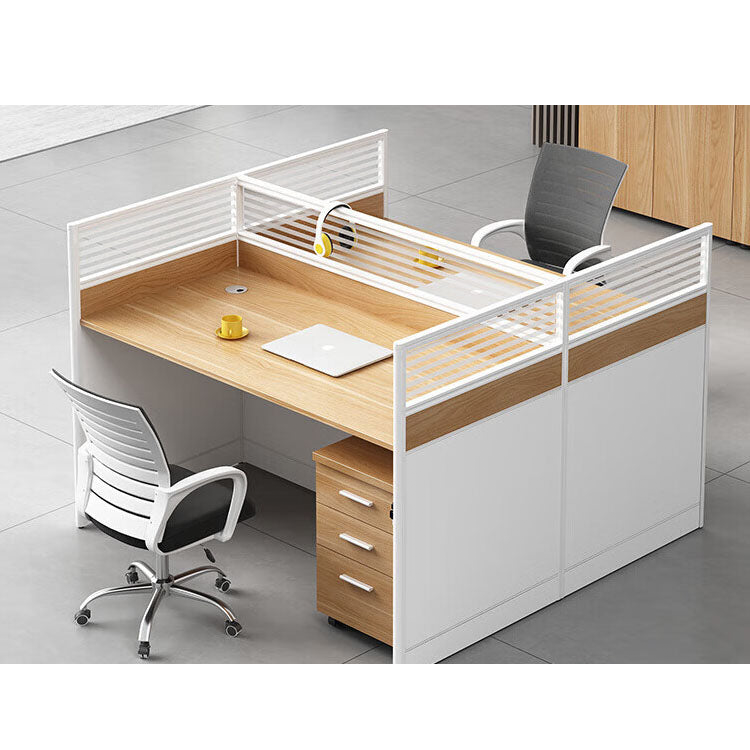 Screen card slot staff office desk and chair combination in wood color