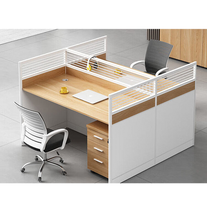 Screen card slot staff office desk and chair combination in wood color