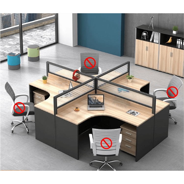 Curved surface office desk employee desk computer desk and chair combination