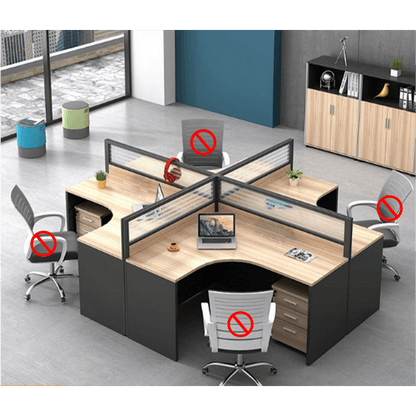 Curved surface office desk employee desk computer desk and chair combination