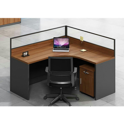 Office furniture staff desk and chair combination with screen workstation including cabinet