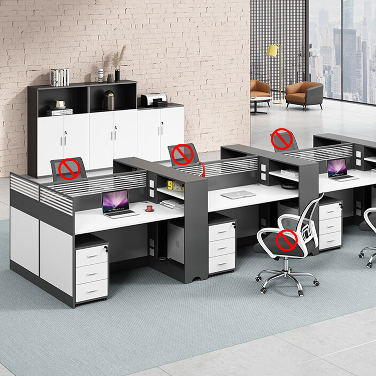 Staff office computer desk with card slot, office desk and chair combination