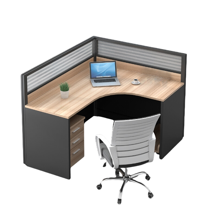 L shaped office desk computer desk, simple employee workstation staff desk