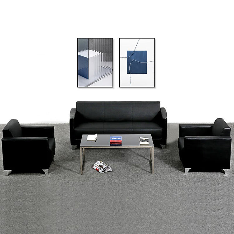 Office sofa, business reception and meeting sofa, black, leather