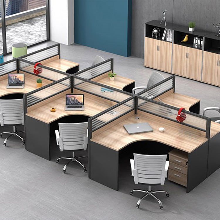 L shaped office desk computer desk, simple employee workstation staff ...