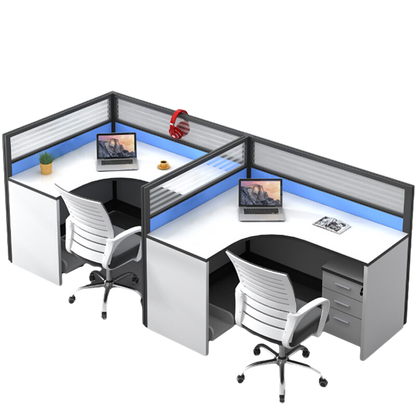 L shaped office desk computer desk, simple employee workstation staff desk