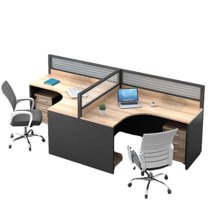 L shaped office desk computer desk, simple employee workstation staff desk