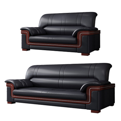 Office sofa, business reception guest leather sofa for office, thickened black leather