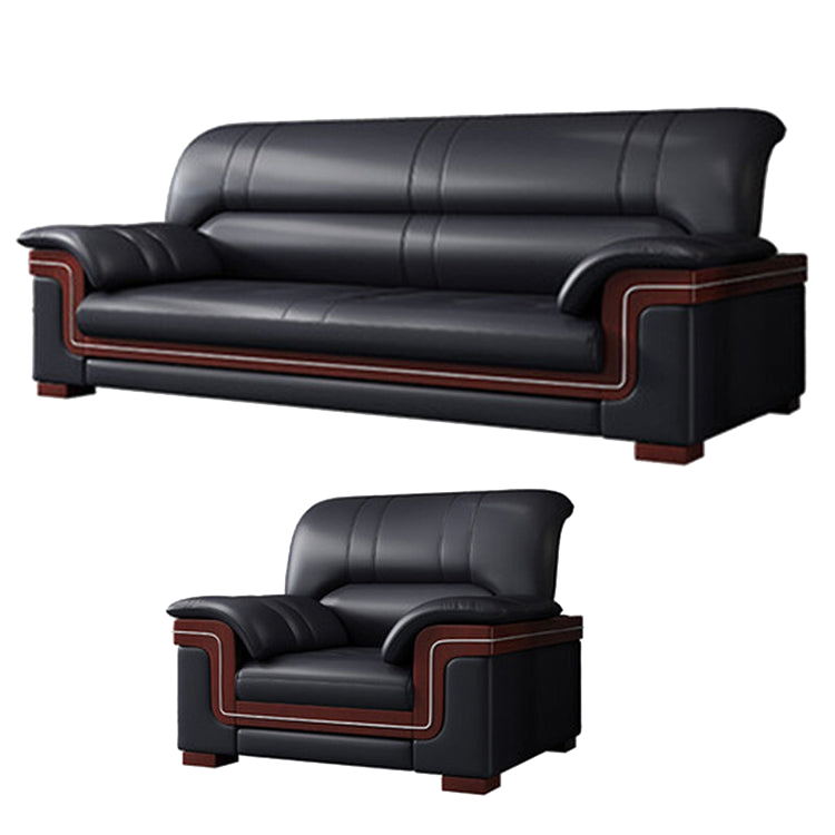 Office sofa, business reception guest leather sofa for office, thickened black leather