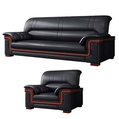 Office sofa, business reception guest leather sofa for office, thickened black leather