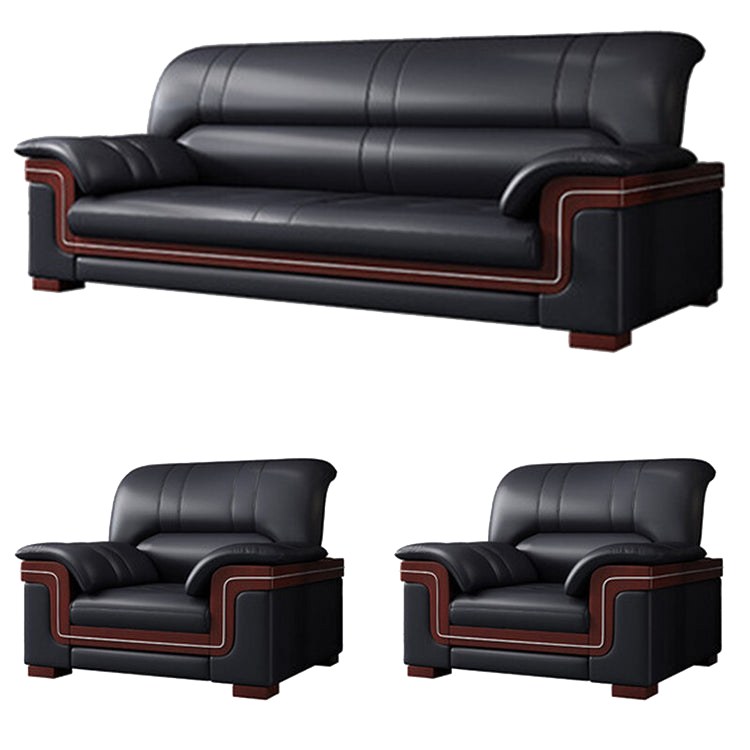 Office sofa, business reception guest leather sofa for office, thickened black leather