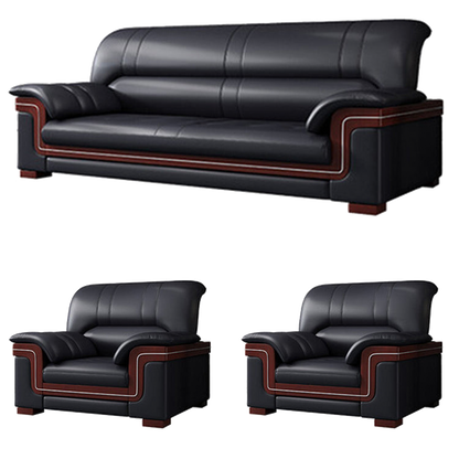 Office sofa, business reception guest leather sofa for office, thickened black leather