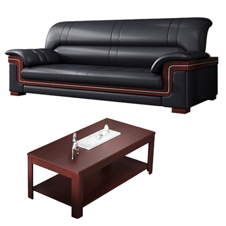 Office sofa, business reception guest leather sofa for office, thickened black leather