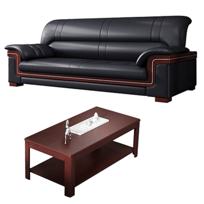 Office sofa, business reception guest leather sofa for office, thickened black leather