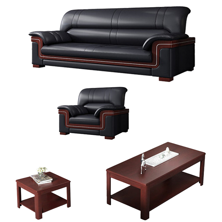 Office sofa, business reception guest leather sofa for office, thickened black leather