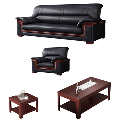 Office sofa, business reception guest leather sofa for office, thickened black leather