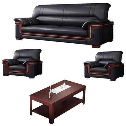 Office sofa, business reception guest leather sofa for office, thickened black leather