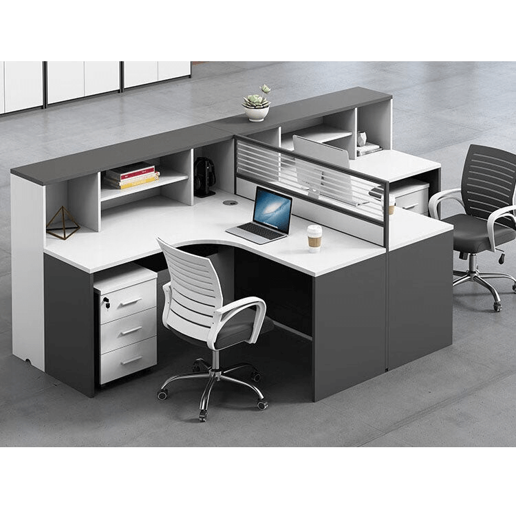 Creative multicombination office desk for employees with chairs and cabinets