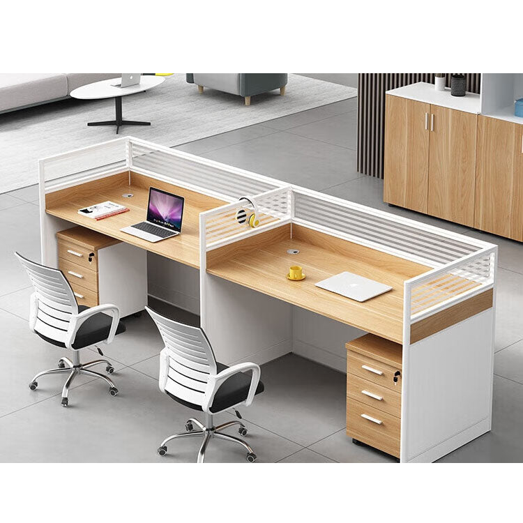 Screen card slot staff office desk and chair combination in wood color