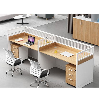 Screen card slot staff office desk and chair combination in wood color